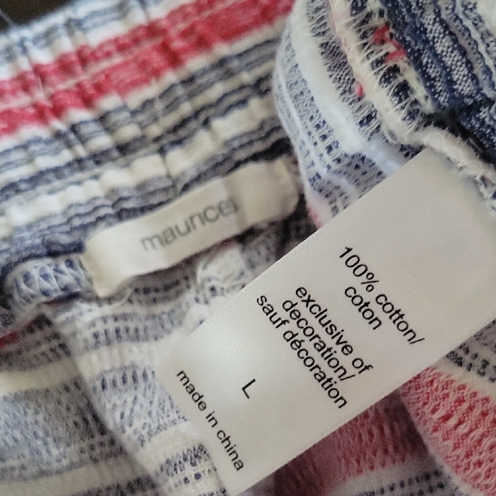 Maurices Striped Shorts - Red, Blue, White With Pockets L